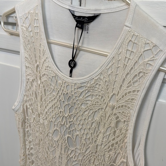 CHARLIE B Cream Lace Boho Tank Top. Size S/P, Euro summer - Picture 3 of 7